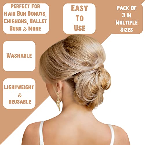 Styla Hair Donut Hair Bun Maker For Kids, Ballet Buns Maker For Kids, Sock Bun Hair Maker, Donut Bun Maker Hair, Easy Bun Hair Bun Maker, Hair Donut Bun Maker (3Pc Blonde) #TOP1