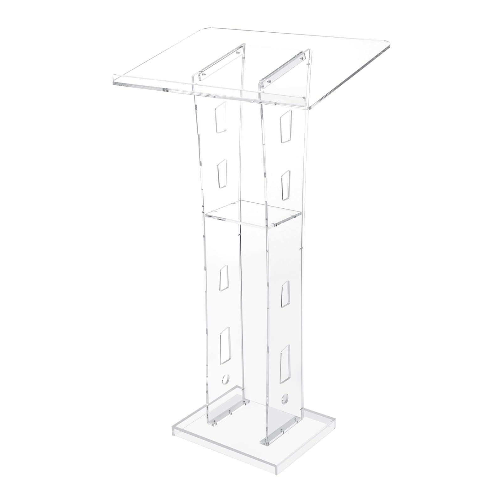 Clear Podium Stand Acrylic Pulpits for Churches, Professional Portable Presentation Podium Lectern with Wide Reading Surface Home Office Classroom Pulpit Stand Up Desk Workstation