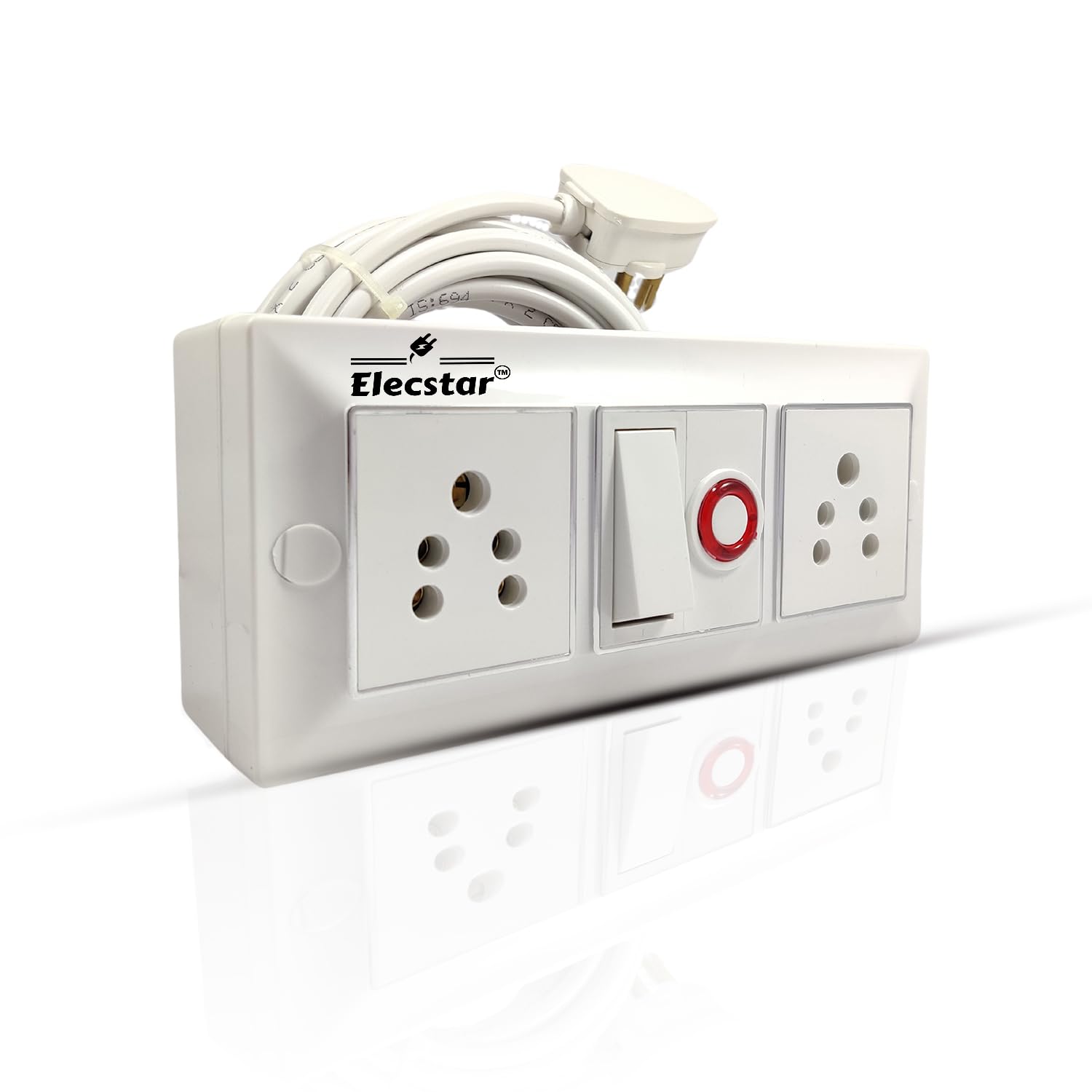 2 Socket 1 Switch with Indicator 6A Heavy Duty Modular Electric Extension Board with 10 Meter Long Flexible Copper Extension Wire-image-44