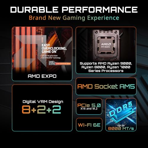 GIGABYTE B650E Eagle WIFI6E AMD AM5 E-ATX Motherboard, Supports AMD Ryzen 9000/8000/7000 Series Processors, DDR5, 8+2+2 Total Power Phase, 3X M.2, PCIe 5.0, USB 3.2 Gen 1 Type-C, Wi-Fi 6E