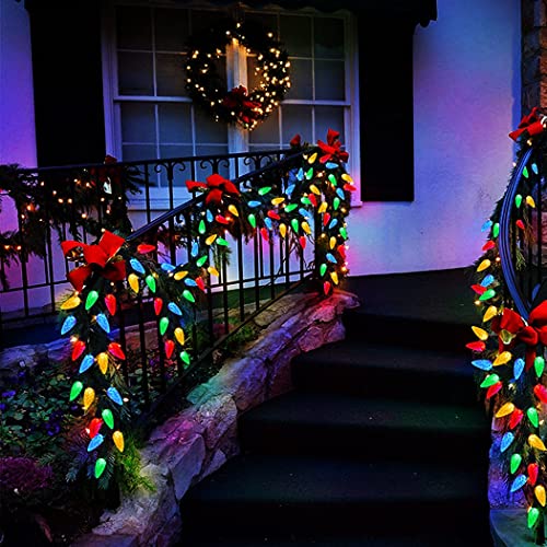 Borita LEDC9-25-MC Outdoor C9 Led Christmas Lights Multicolor Commercial Grade Strawberry Holiday String Lights Colored,25Led Green Wire 18Ft Heavy-Duty Wedding Party Colorful Decorative Lights Mood Lights thumb #1