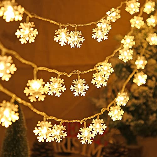 Islmlisa 19ft /40LED Snowflake String Light String Outdoor Waterproof House Decorative Light String Interior Decoration,Decorative Snowflake Lights for Christmas, Party (Warm White)
