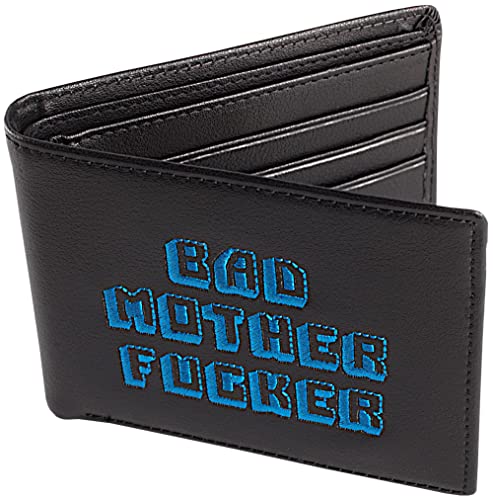 Officially Licensed Black/Blue Embroidered Bad Mother Leather Wallet3