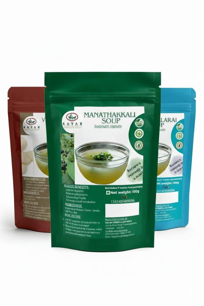 Kayak Cool & Calm Stomach Trio | Vazhaithandu, Manathakkali & Vallarai Soup Mix Combo | Acidity Ease, Ulcer Relief & Digestive Comfort | 3×100g Herbal Pack-image-15