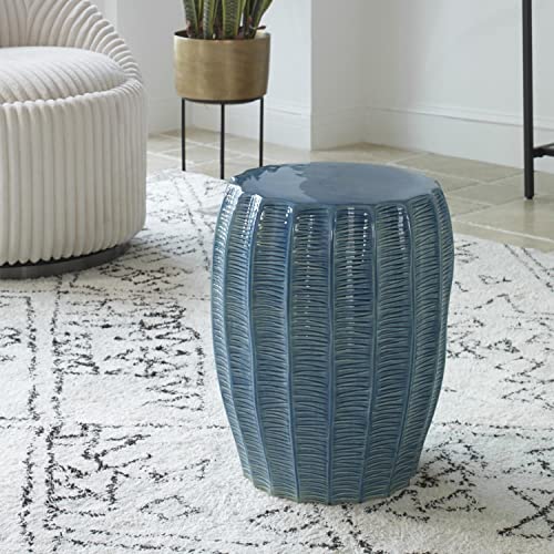 Uttermost Harbor Aque Blue Garden Stool #TOP1