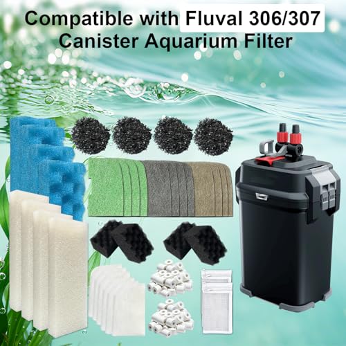 Image of 46-Pack Aquarium Maintenance Media Kits Replacement for Fluval 306 /307 Performance Canister Filter, Includes Nitrite-Absorbing Filter Pad /Phosphate-Absorbing Filter Pad /Ammonia-Absorbing Pad