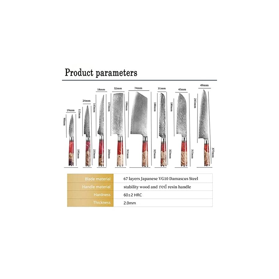 Kitchen-Knife-Sets-8-PCS-Kitchen-Knives-Set-Chef-Cleaver-Santoku-Utility-Slicr-Nakiri-Bread-Boning-Paring-Damascus-Knives-Wood-Resin-Handle Kitchen Knife Sets, 8 PCS Kitchen Knives Set Chef Cleaver Santoku Utility Slicr Nakiri Bread Boning Paring Damascus Knives Wood &Resin Handle