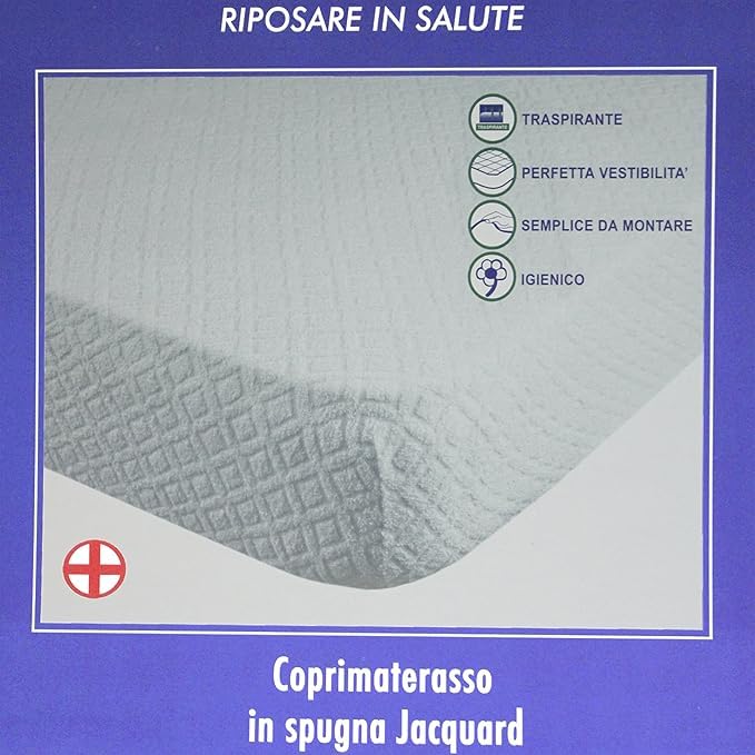 Coprimaterasso Stretch In Spugna Jacquard Di Cotone – Comodissimo Sommaruga – Singola 90x200x25 Cm – Made In Italy - 2
