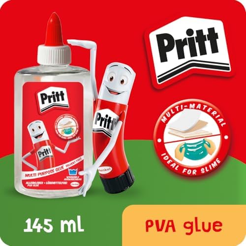 Pritt Alleskleber, schnell trocknender Kleber mit einfacher Anwendung, lösemittelfreier Flüssigkleber für Kinder, transparenter Bastelkleber für viele Bastelmaterialien, 1x150g