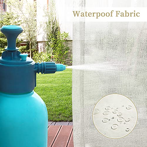 Anjee Sheer Outdoor Curtains For Patio Waterproof Ombre Grommet Top Rod Pocket Bottom Semi Sheer Privacy Drapes With 2 Tiebacks For Gazebo, Porch, Sliding Door, 2 Panels 54 Wide X84 Length, Beige #TOP2