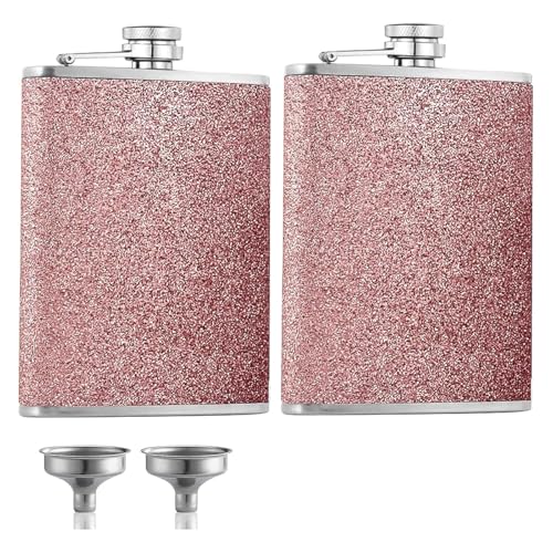 2 Stück Rosa Flachmann Mit Gravur, 240 Ml Flachmann Mit Trichter, Auslaufsicher Flachmanns Edelstahl Für Outdoor, Party Und Geschenk, Für Männer Und Frauen