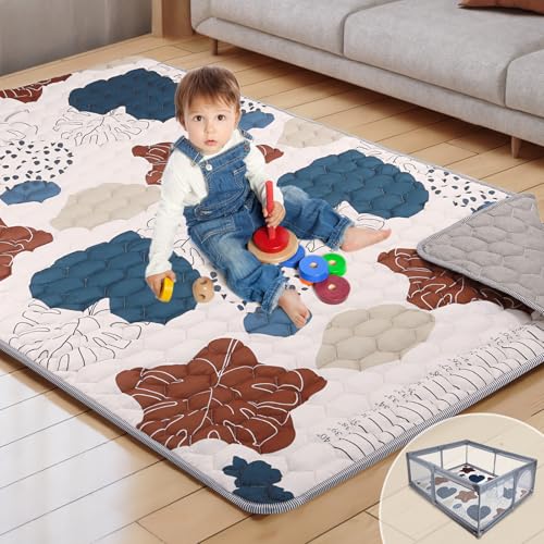 Image of BICESTE 74x50 Playpen Mat for Babies, Large Baby Play Mat for Kids Toddlers Infants Floor Crawling, Foldable & Machine Washable Baby Playmat for Indoor & Outdoor, Baby Gifts for Boys Girls, Boho