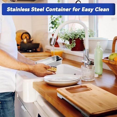 Tabla de Cortar de Bambú para Cocina, Preparación de Comidas y Servir – Tabla de Picar de Madera para Quesos y Embutidos con Recipiente de Acero Inoxidable, Ranuras para Jugos y Patas Antideslizantes, 41,9 x 31,8 x 5,1 cm miniatura 6