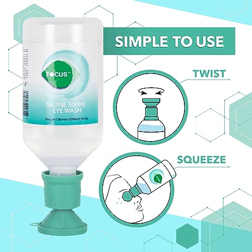 Focus Saline Eyewash solution oculaire stérile avec œillère de rinçage en pack de 6 - 2