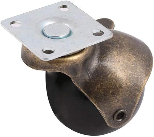 KHJK CHFENG-C Paquete de 4 Ruedas giratorias con capucha y placa superior giratoria, bronce antiguo (1.5 pulgadas con freno) (color bronce verde)