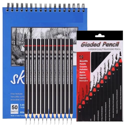 Corslet Set of 13 Drawing Kit 12 pc Drawing Pencils Set Sketch Pencil Shading Sketching Kit Graphite Artist Stationary Material for Adults Professiona