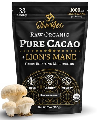 OhmYes Lion's Mane Mushroom Cacao | Premium Pure Raw Organic