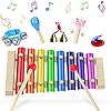 Xylofoon, Xylofoon Voor kinderen, Klokkenspel, Xylofoon Houten Percussie Trommels 6-delige set, Xylofoon Baby…