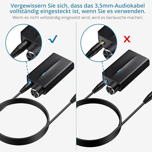 DA Wandler, 192kHz DAC Konverter Digital zu Analog Audio Wandler mit Lautstärkeregler & 1M abnehmbarem 3,5mm Audiokabel, SPDIF Toslink zu 3,5mm Analog Audio Adapter für HDTV Kopfhörer Spielkonsolen