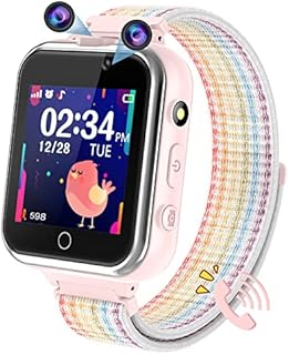 PTHTECHUS Smartwatch Kinder, Spiel Telefon Uhr für Kinder Touchscreen Armbanduhr mit Anruf Taschenrechner Schulmodus SchrittzäHler SOS Wecker Kamera Geschenk für Jungen MäDchen (Rosa)