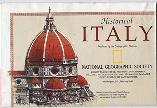 Carte historique Italie National Geographic février 1995 souvenir vintage