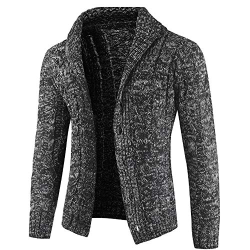 Realdo Mens Sweater Jacket Clearance, Autumn Winter Long Sleeve Button Down Pocket Knitwear Fit Fleece Coat(Large,Grey)