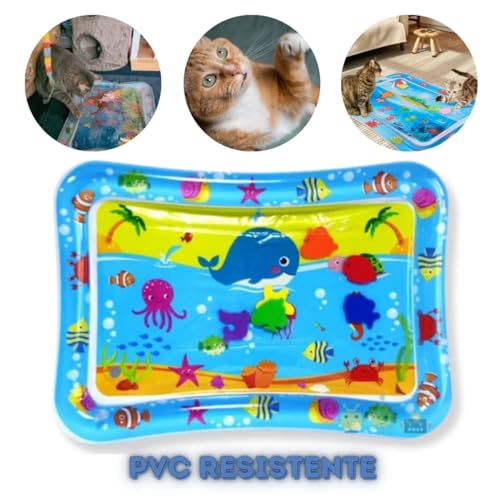 Tapete de Água Inflável Interativo Para Gatos Pet Estimula Instintos (AZUL CLARO)