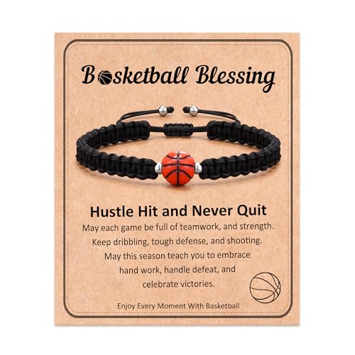 HGDEER Baseball Basketball Bracelet, Adjustable Braided, Baseball Basketball Gifts for 7-18 Year Old Teens, Teams, Son, Grandson Brother Ideas