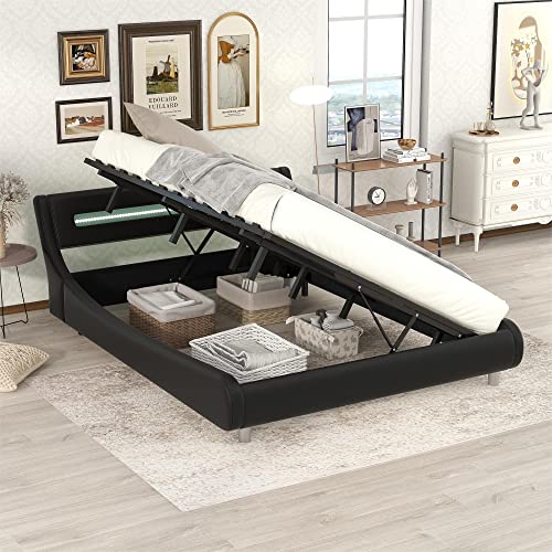 Bett 160x200 Mit Stauraum & LED - Polsterbett Mit USB-Ladefunktion Und Kopfteil-Ablage