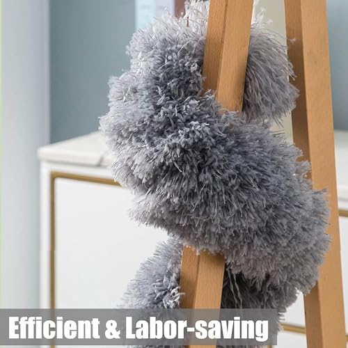 Image of Hopeleafwelt Microfiber Feather Duster with Extendable Telescopic Pole, Bendable & Washable Dust Cleaner, Up to 100 Inch Reach for Ceiling Fans, Cobwebs, Furniture, Windows & Home Cleaning