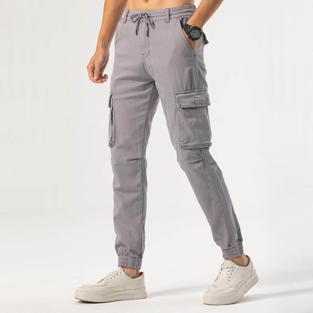 TONY BACKER Pantaloni Cargo Uomo in Maglia di Cotone Multitasche Laterali Casual e Chiusura Coulisse e i Lacci nella Vita 7905
