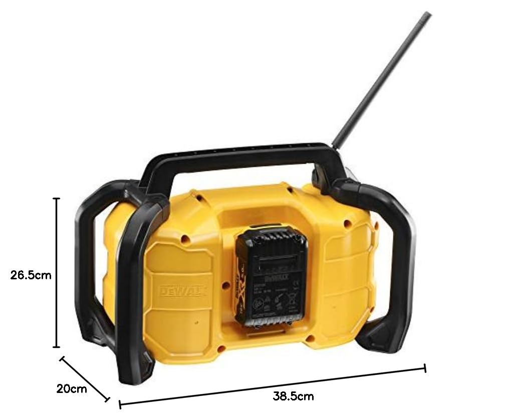 DEWALT XR - Radio a batteria e rete DCR029 (DAB+ e radio FM stereo, alloggiamento estremamente robusto, con Bluetooth, display digitale retroilluminato, fornito senza batteria e caricatore)