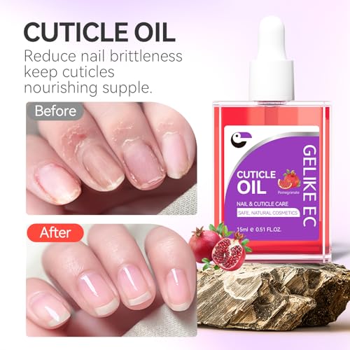 Aceite para cutículas para piel seca - Tratamiento de cutículas gelike ec de fácil absorción rápida - Granada natural huele para hidratar y reparar las uñas finas dañadas - imagen 3