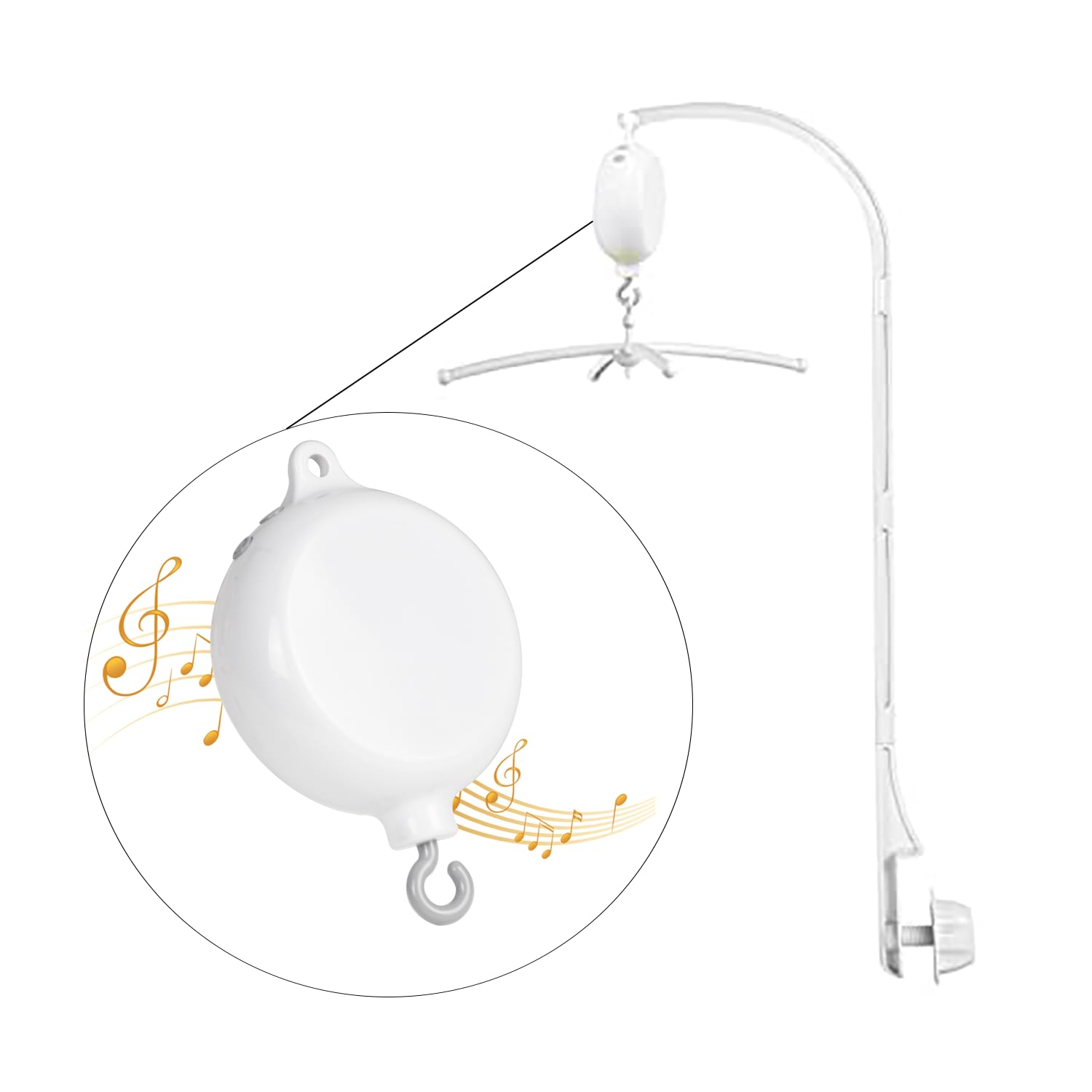 35 inch Baby Crib Mobile arm, Musical Mobile arm for Crib, Nursery Mobile Holder with Music Box(35 inch Crib Mobile arm)