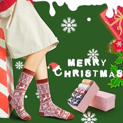 Image of SISOSOCK 5 Pairs Fuzzy Soft Cozy Comfortable Socks for Women, Casual Sleep Comfy Socks, Perfect Warm Winter Gifts for Women