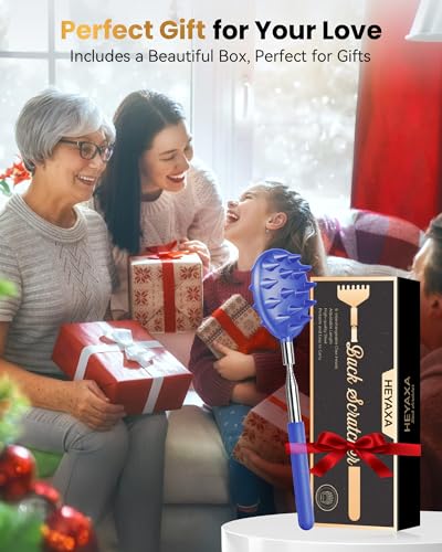 Image of Telescoping Back Scratcher with 5 Detachable Heads, Fathers Day Dad Gifts for Husband, Dad, Men, Women, Practical Birthday Gifts for Men, Adults with Gift Box
