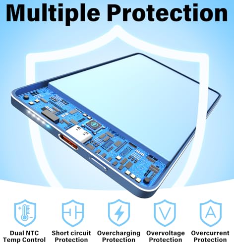 Image of 3-in-1 5000mAh for Magsafe Power Bank Thin Slim 22.5W Fast Charging Type C Magnetic Battery Pack Powerbank for Travel, Mini Wireless Portable Charger for iPhone 17 16 15 14 13 Watch Android Matte Blue