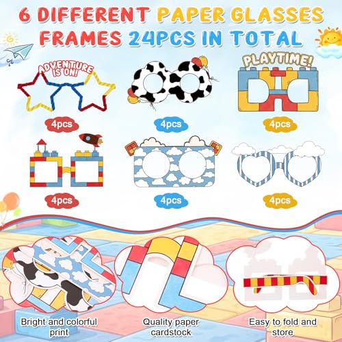 Lunettes en papier vache lot de 24 accessoires pour fête d'anniversaire dessin animé - 5