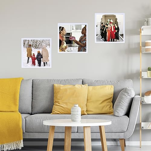 Image of JCJMY 12x12 inch Picture Frame, Horizontal and Vertical Formats for Wall Hanging, 12 x 12 Wall Gallery Poster Photo Frame with Shatter Resistant Plexiglass, White