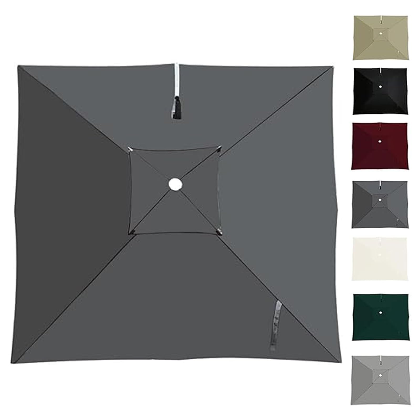 3x3 3x4m Square Umbrella Canopy Replacement Patio Umbrella Replacement Canopy 8 Ribs Cantilever Umbrella Replacement Canopy Waterproof Offset Parasol Replacement Fabric(Dark Gray,13x9.8ft/4x3m)