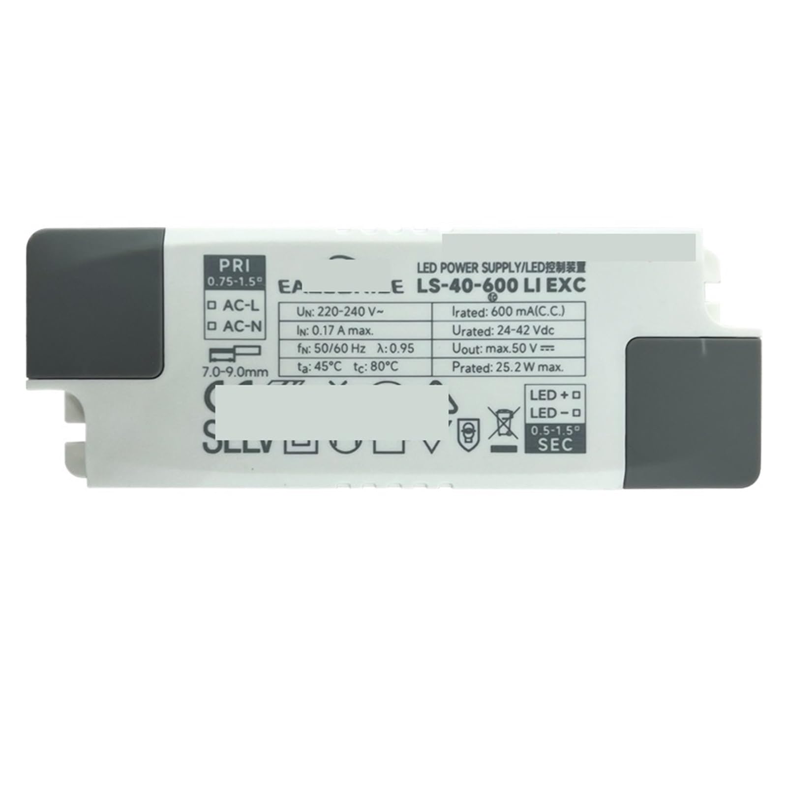 PWANUIGTE LED lamp Driving Power Supply Constant Current Isolation Switch Transformer 40W 950ma Ballast Voltage: 111V~240V(40W 600ma EXC)