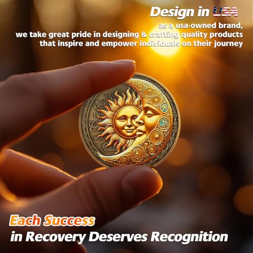 sunflower blessing sobriety coin - affirmation sun and moon aa coins - recovery addiction na aa chips and medallions - celebrate living clean narcotics alcoholics anonymous gifts for men women