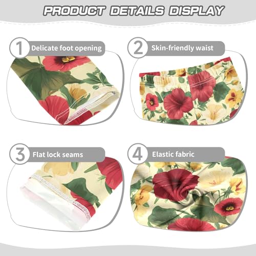 Morning Glory Hibiscus Flower Girls Leggings Soft Stretch Workout Yoga Dance Pants for Kids Casual Tights3