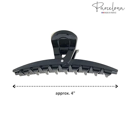 Miniatura 7 de Parcelona Pinza de pinza de pelo con pinza para el cabello cubierta negra francesa para mujer