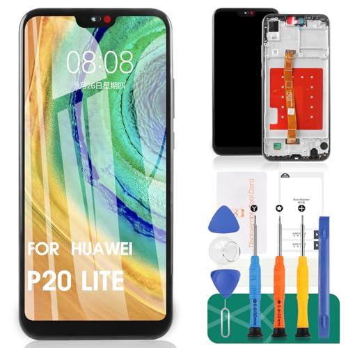 Para Huawei P20 Lite 2018 Pantalla LCD para Huawei Nova 3e Reemplazo de pantalla para Huawei P20 Lite Pantalla táctil CLT-L29 Kit de reparación de digitalizador (negro, con marco)