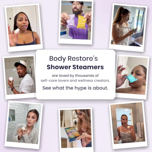 Image of Body Restore Shower Steamers Aromatherapy 6 Pack - Fathers Day Gift for Dad, Birthday Gifts for Women & Men, Spa Stress Relief & Relaxation Self Care Gifts - Premium Bloom Essential Oil Tablets