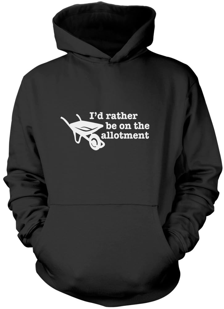 Hotscamp Boys Black I'd Rather Be On The Allotment Unisex Hoodie - Medium