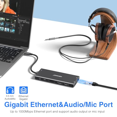 Image of USB C Docking Station Dual Monitor for Dell /HP /Lenovo /Surface Laptop, 14 in 1 Triple Display Hub Multiple Adapter, Dongle with 2 HDMI 4K VGA 5 Port 100W PD Charger Ethernet SD /TF Audio(Black)