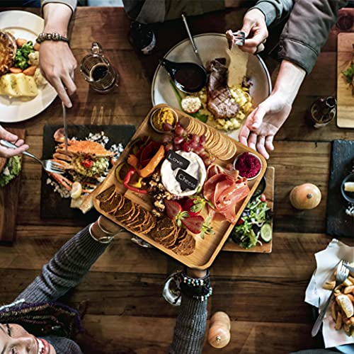 Dubaboo Cheese Board Natural Bamboo Platter With Knife And Forks Set With Ceramic Bowls Charcuterie Platter And Serving Meat, Cheese Board With Slide Out Drawer, Gift For Any Occasion. #TOP6