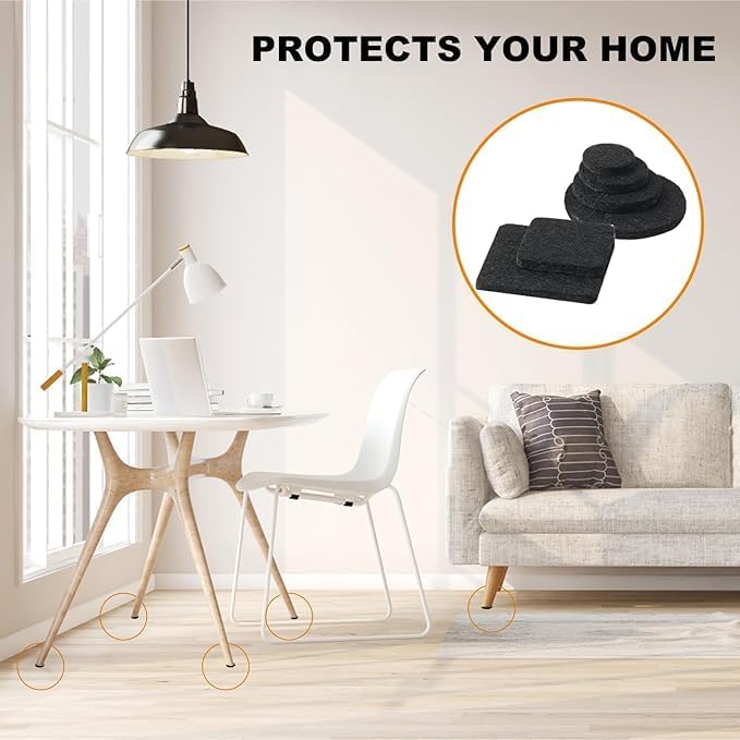 MR. DIY Crafts 8 Pcs, Round Self-Adhesive Felt EVA Furniture Pads, Black, Floor Protectors, (8, Pcs, Black, 4x4 cm)